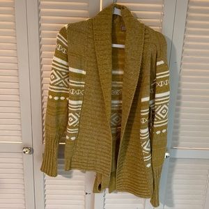 Yellow Zara open front cardigan with belt